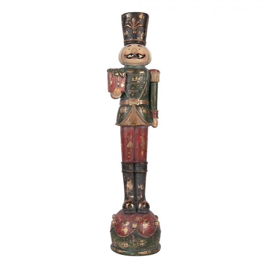 Christmas Decoration Figurine Nutcracker 12x11x47 Cm Red Plastic - 12*11*47 cm