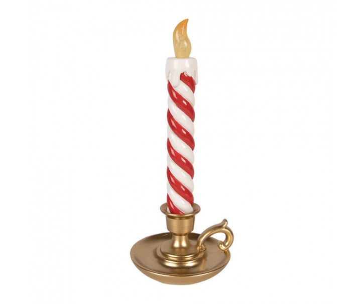 Christmas Decoration Figurine Candlestick 12x11x26 Cm Gold Colored Plastic - 12*11*26 cm Clayre & Eef
