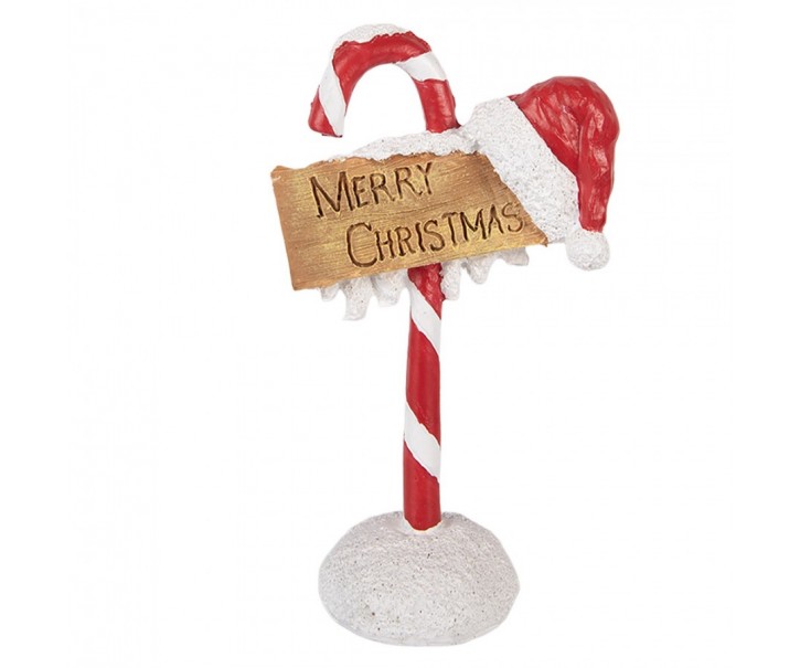 Christmas Decoration Figurine Candy Cane 10x6x17 Cm Red Plastic - 10*6*17 cm Clayre & Eef