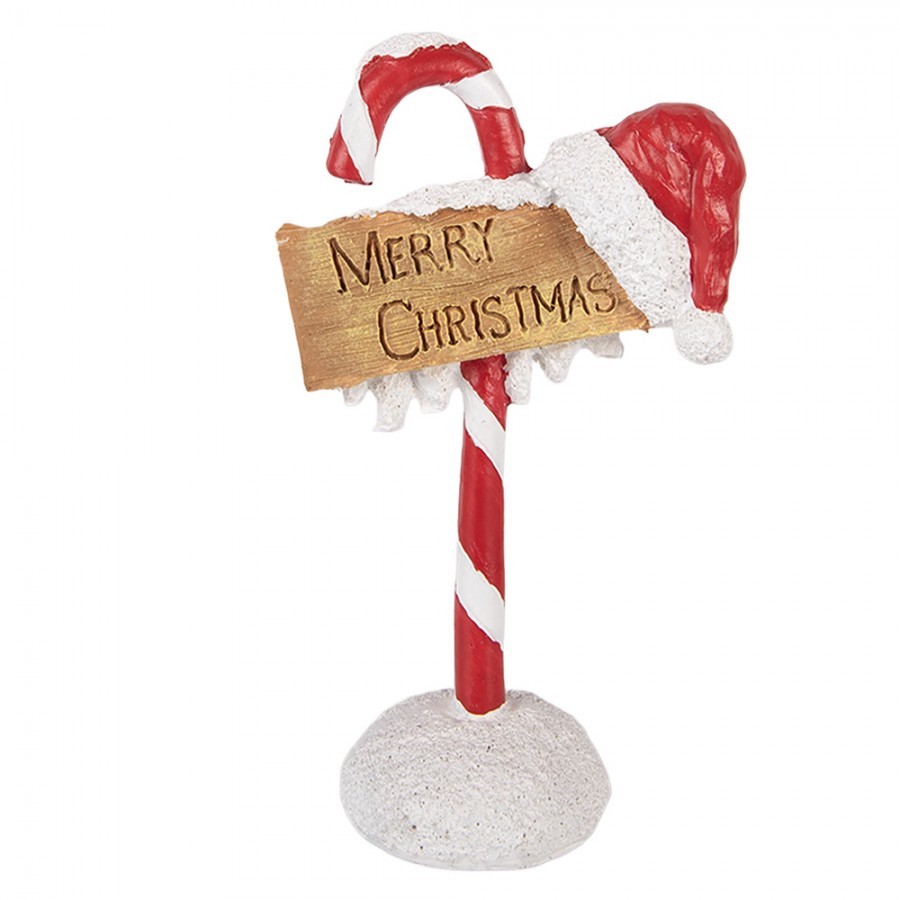 Christmas Decoration Figurine Candy Cane 10x6x17 Cm Red Plastic - 10*6*17 cm
