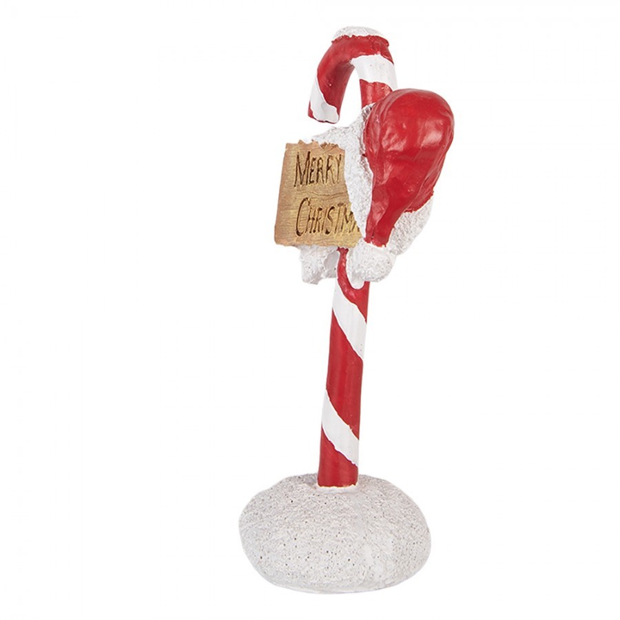 Christmas Decoration Figurine Candy Cane 10x6x17 Cm Red Plastic - 10*6*17 cm