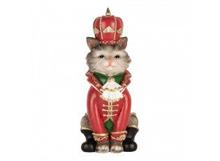 Christmas Decoration Figurine Cat 8x11x21 Cm Grey Plastic - 8*11*21 cm