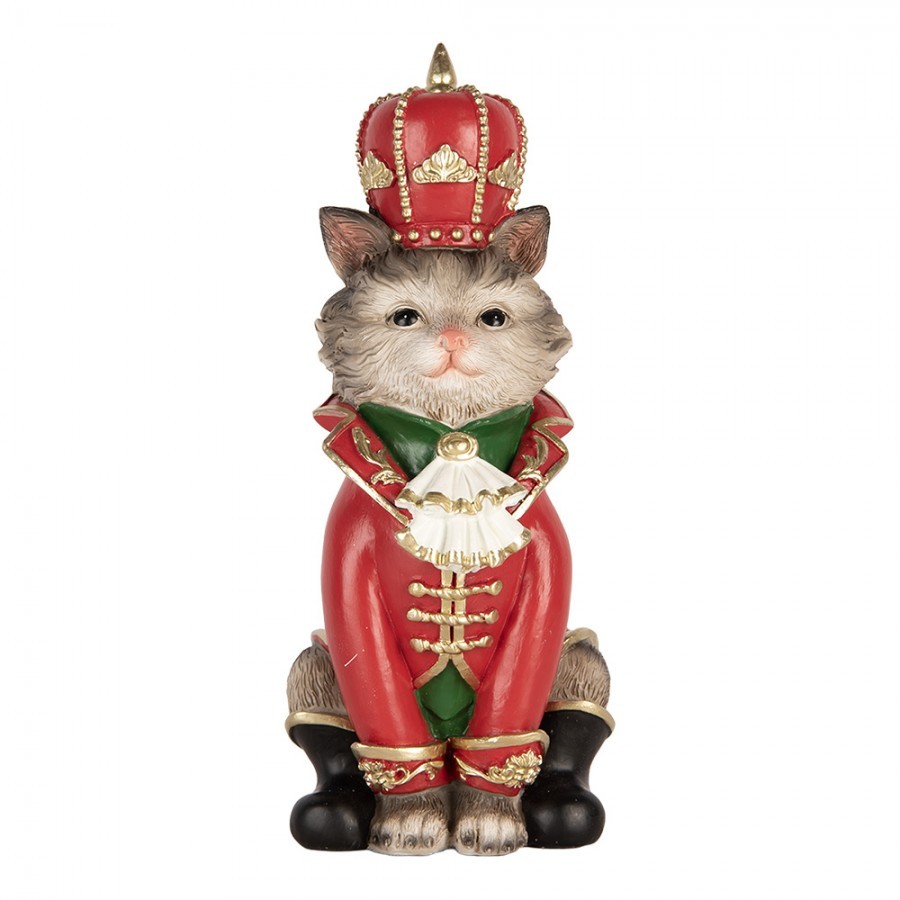 Christmas Decoration Figurine Cat 8x11x21 Cm Grey Plastic - 8*11*21 cm