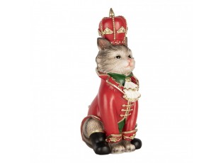 Christmas Decoration Figurine Cat 8x11x21 Cm Grey Plastic - 8*11*21 cm