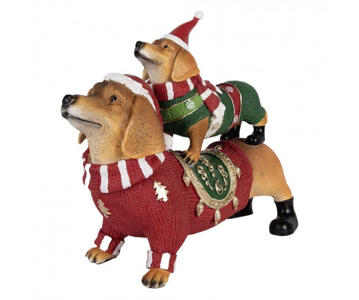 Christmas Decoration Figurine Dog 36x13x31 Cm Brown Plastic - 36*13*31 cm Clayre & Eef