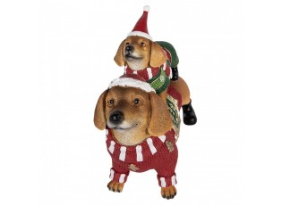 Christmas Decoration Figurine Dog 36x13x31 Cm Brown Plastic - 36*13*31 cm