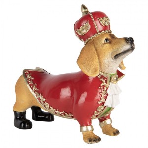 Vánoční figurka jezevčík s oblečkem a korunkou – 22*10*19 cm
