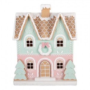 Vánoční dekorace perníkový dům s pastelovou polevou Gingerbread House - 38*20*48 cm