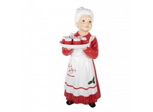 Christmas Decoration Figurine Mrs. Claus 11x14x27 Cm Red Plastic - 11*14*27 cm