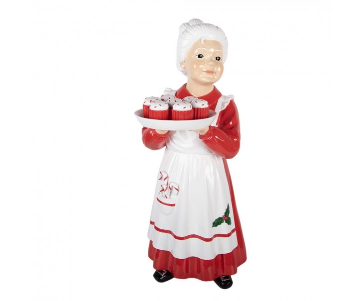 Christmas Decoration Figurine Mrs. Claus 11x14x27 Cm Red Plastic - 11*14*27 cm Clayre & Eef