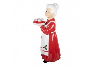 Christmas Decoration Figurine Mrs. Claus 11x14x27 Cm Red Plastic - 11*14*27 cm