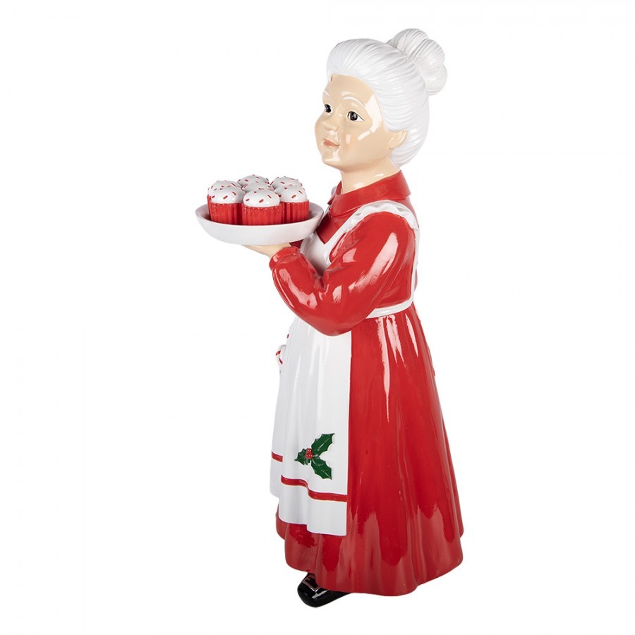 Christmas Decoration Figurine Mrs. Claus 11x14x27 Cm Red Plastic - 11*14*27 cm