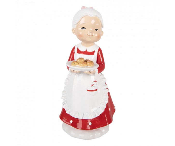 Christmas Decoration Figurine Mrs. Claus 10x10x20 Cm Red Plastic - 10*10*20 cm Clayre & Eef