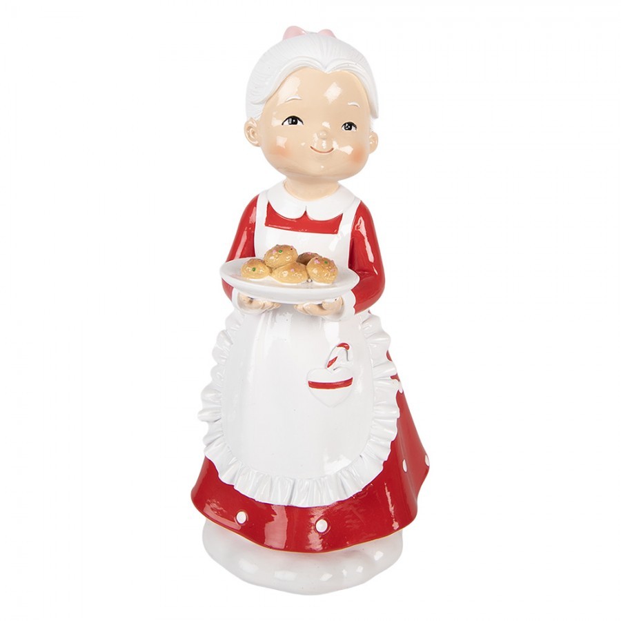 Vánoční figurka Paní Clausová s cukrovím – 10*10*20 cm Clayre & Eef Vánoční figurka Paní Clausová s cukrovím – 10*10*20 cm Clayre & Eef