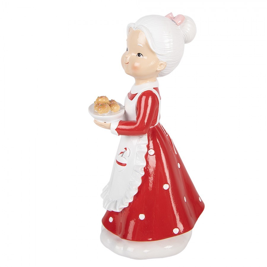 Christmas Decoration Figurine Mrs. Claus 10x10x20 Cm Red Plastic - 10*10*20 cm