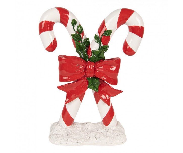 Christmas Decoration Figurine Candy Cane 19x8x25 Cm Red Plastic - 19*8*25 cm Clayre & Eef