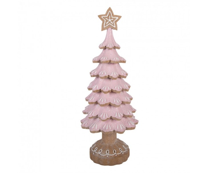 Christmas Decoration Figurine Christmas Tree ? 16x40 Cm Pink Plastic - ? 16*40 cm Clayre & Eef