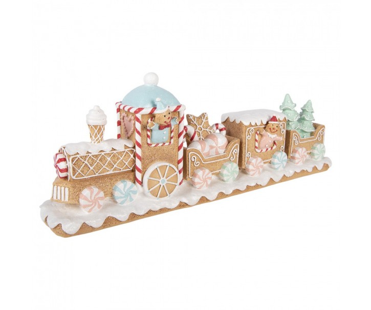 Vánoční dekorace perníkový vláček Gingerbread Train - 47*10*17 cm Clayre & Eef
