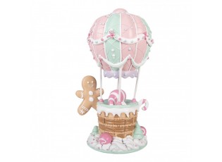Christmas Decoration Figurine Hot Air Balloon 18x14x31 Cm Pink Plastic - 18*14*31 cm