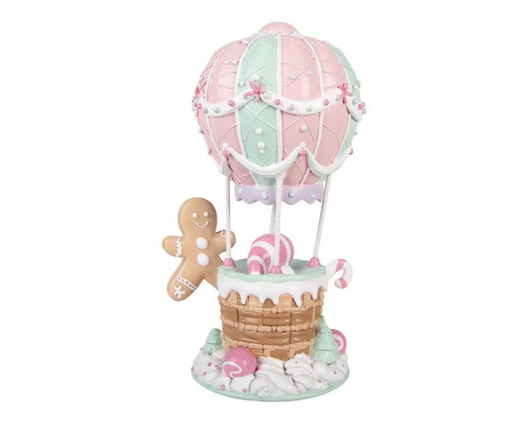 Christmas Decoration Figurine Hot Air Balloon 18x14x31 Cm Pink Plastic - 18*14*31 cm Clayre & Eef