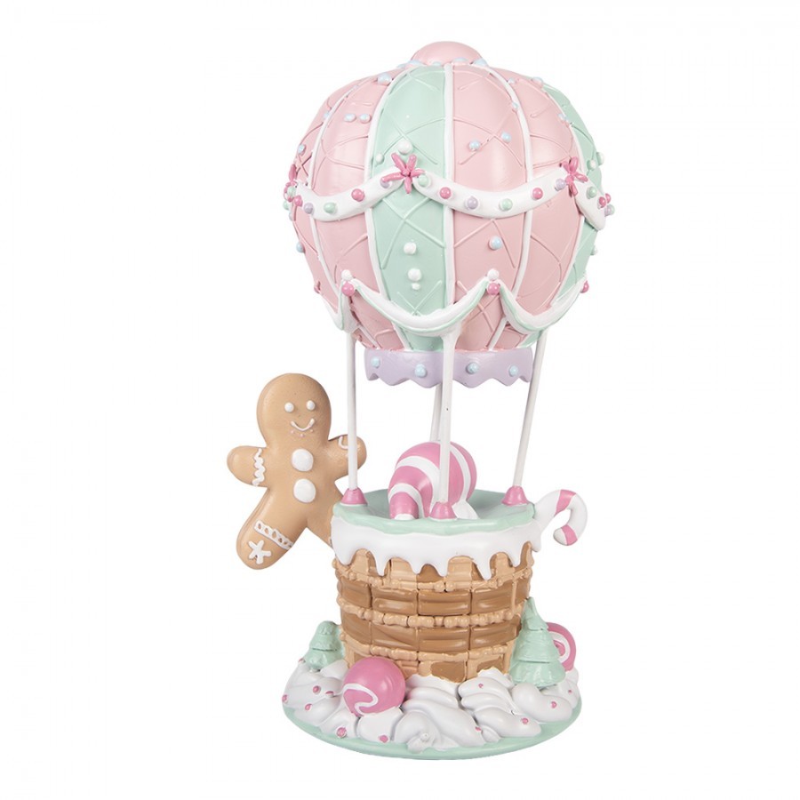 Christmas Decoration Figurine Hot Air Balloon 18x14x31 Cm Pink Plastic - 18*14*31 cm