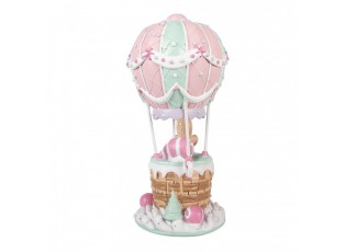 Christmas Decoration Figurine Hot Air Balloon 18x14x31 Cm Pink Plastic - 18*14*31 cm