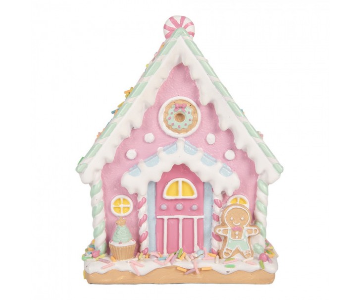 Gingerbread House 13x10x16 Cm Pink Plastic - 13*10*16 cm Clayre & Eef