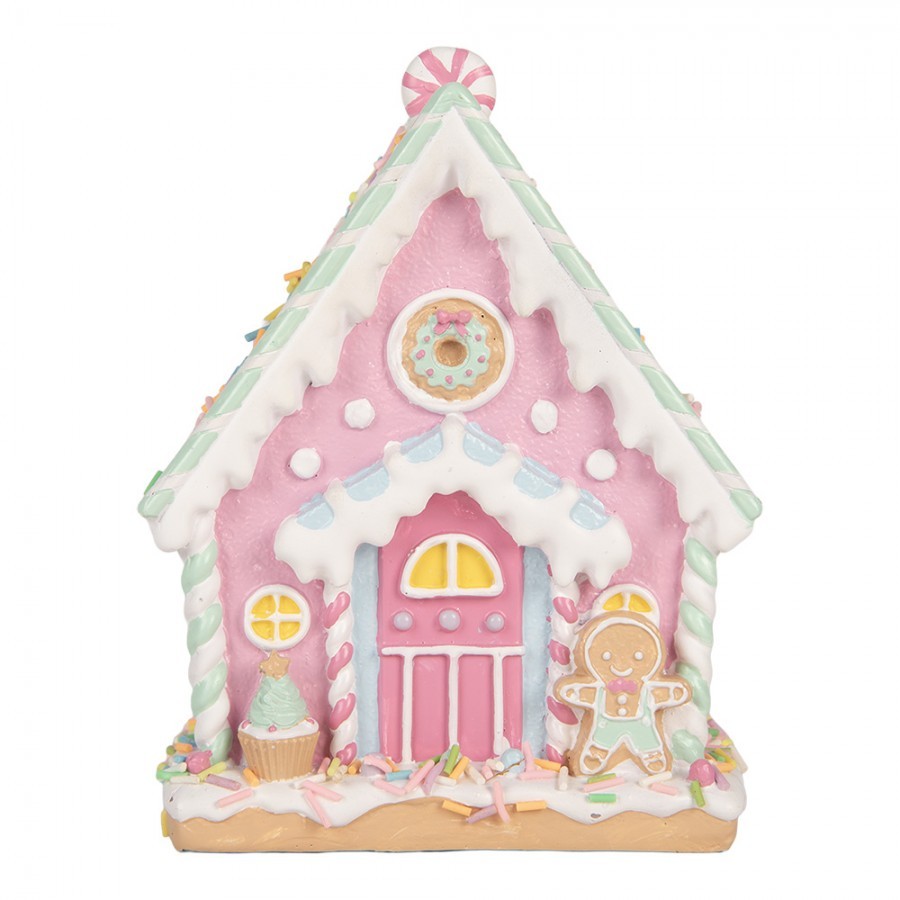 Gingerbread House 13x10x16 Cm Pink Plastic - 13*10*16 cm