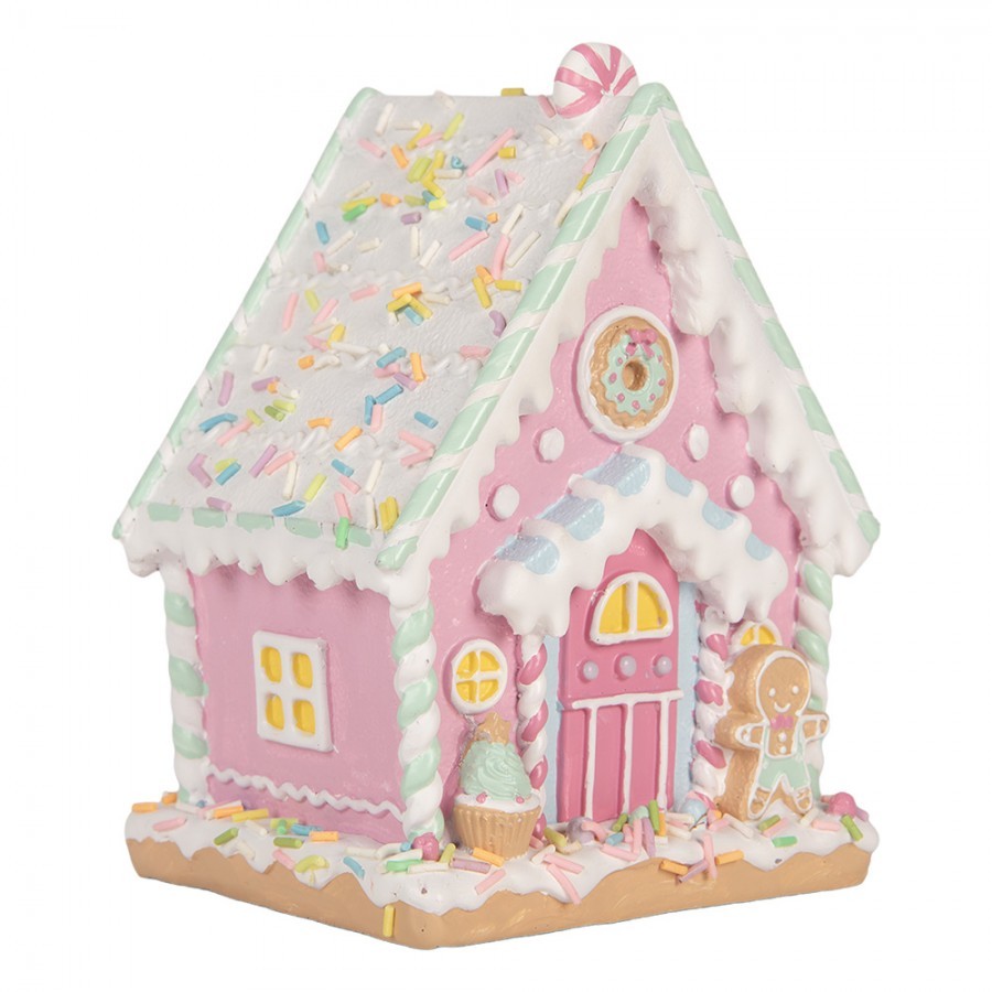 Gingerbread House 13x10x16 Cm Pink Plastic - 13*10*16 cm