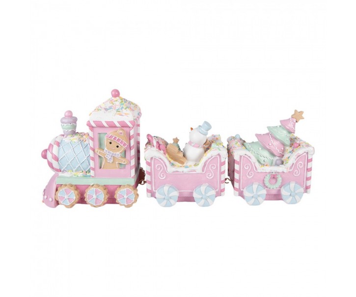 Christmas Decoration Figurine Train 45x12x19 Cm Pink Plastic - 45*12*19 cm Clayre & Eef