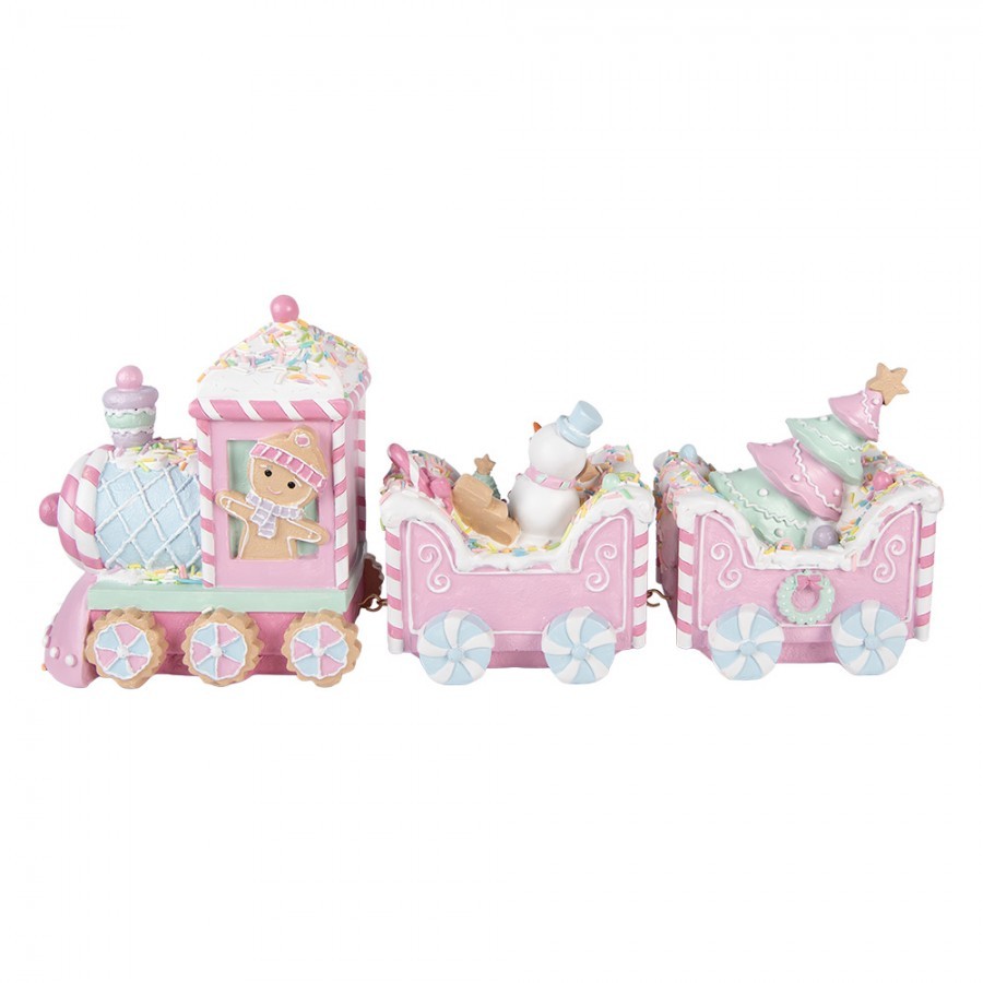 Vánoční dekorace růžový cukrový vláček Pastel Christmas Chic - 45*12*19 cm
