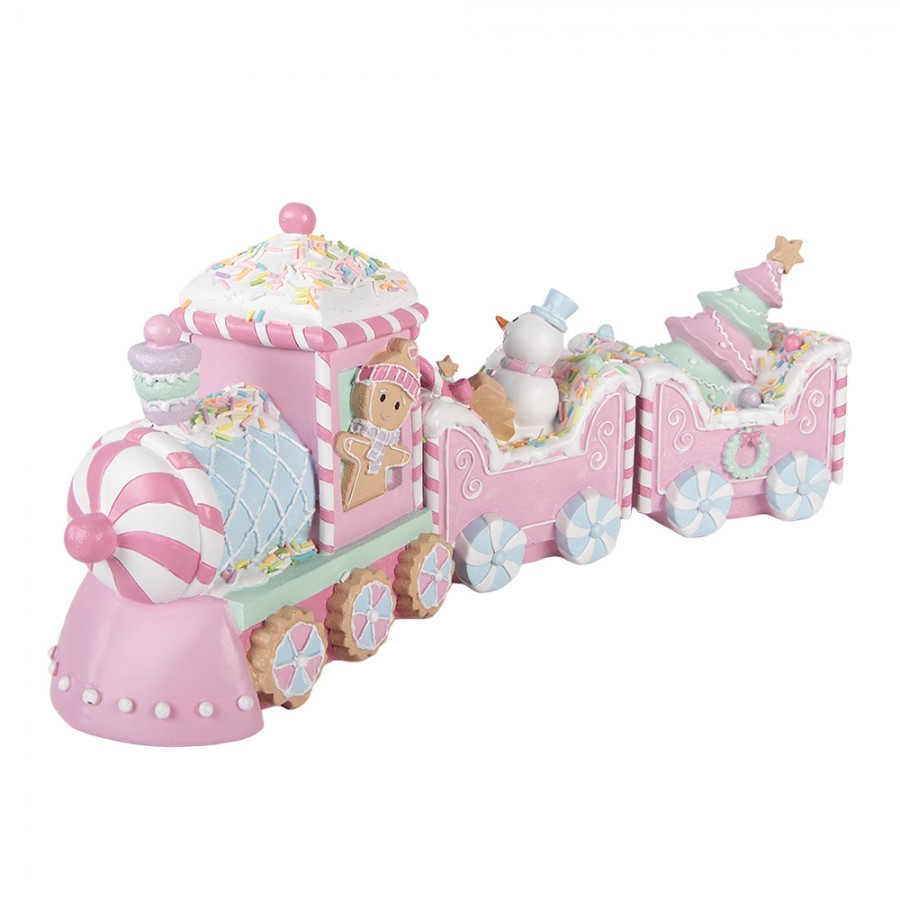 Christmas Decoration Figurine Train 45x12x19 Cm Pink Plastic - 45*12*19 cm