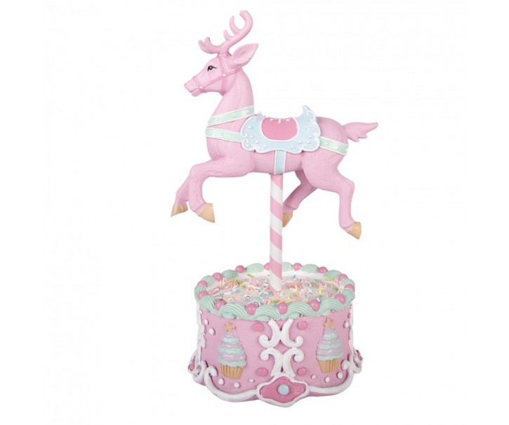 Christmas Decoration With LED Lighting Deer 17x14x29 Cm Pink Plastic - 17*14*29 cm / 2*AAA Clayre & Eef
