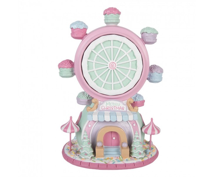 Christmas Decoration Figurine Giant Wheel 23x17x31 Cm Pink Plastic - 23*17*31 cm / 2*AA Clayre & Eef