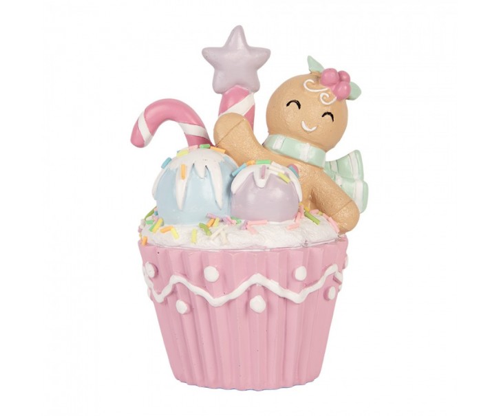 Vánoční dekorace Cupcake s perníčkem Pastel Christmas Chic - 11*9*15 cm Clayre & Eef