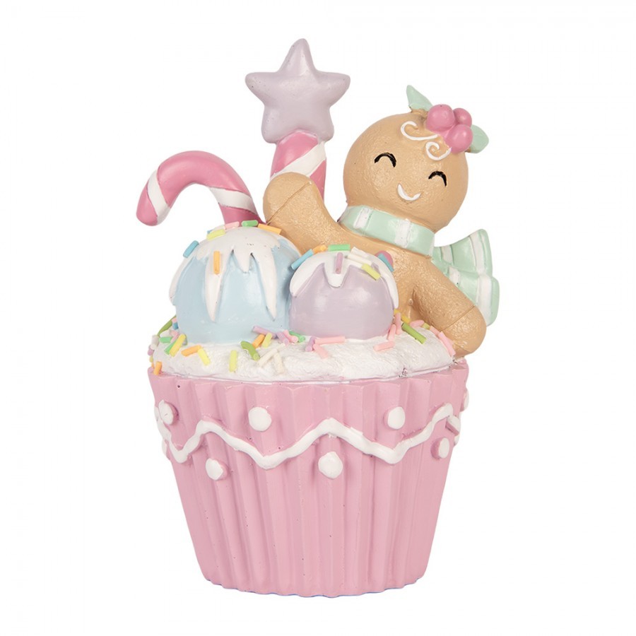Vánoční dekorace Cupcake s perníčkem Pastel Christmas Chic - 11*9*15 cm