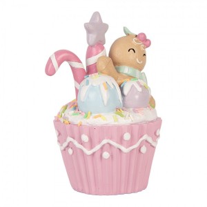 Vánoční dekorace Cupcake s perníčkem Pastel Christmas Chic - 11*9*15 cm