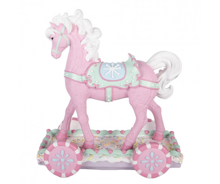 Dekorační růžová figurka koník Horse Pink - 35*16*38 cm Clayre & Eef