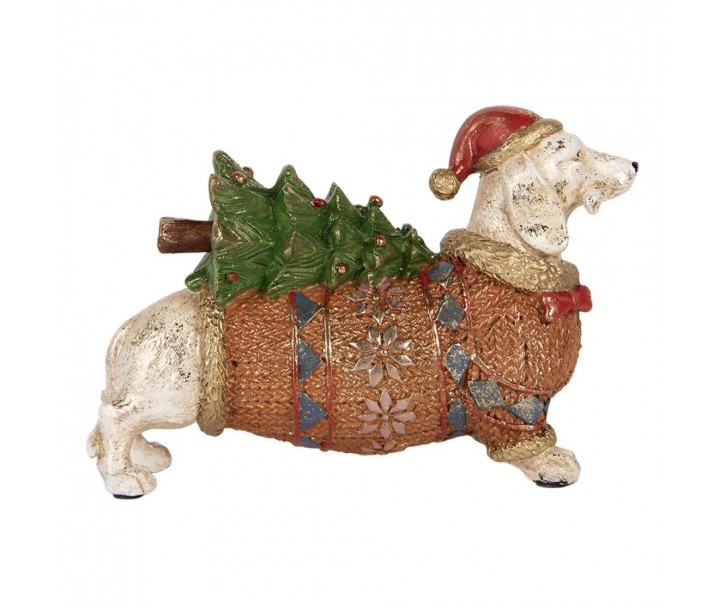 Decorative Figurine Dog 21x6x14 Cm White Plastic - 21*6*14 cm Clayre & Eef