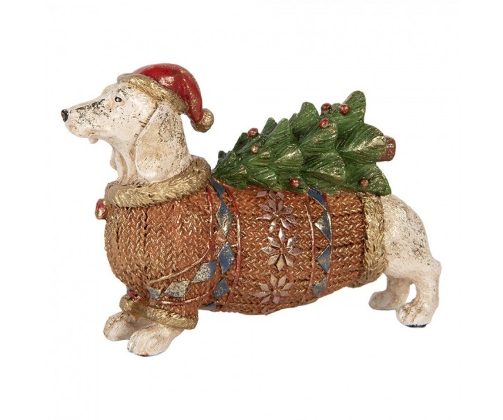 Dekorace figurka jezevčík ve světříku seč stromkem - 21*6*14 cm Clayre & Eef
