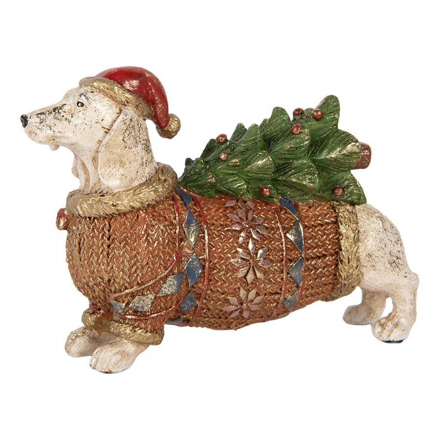 Dekorace figurka jezevčík ve světříku se stromkem - 21*6*14 cm