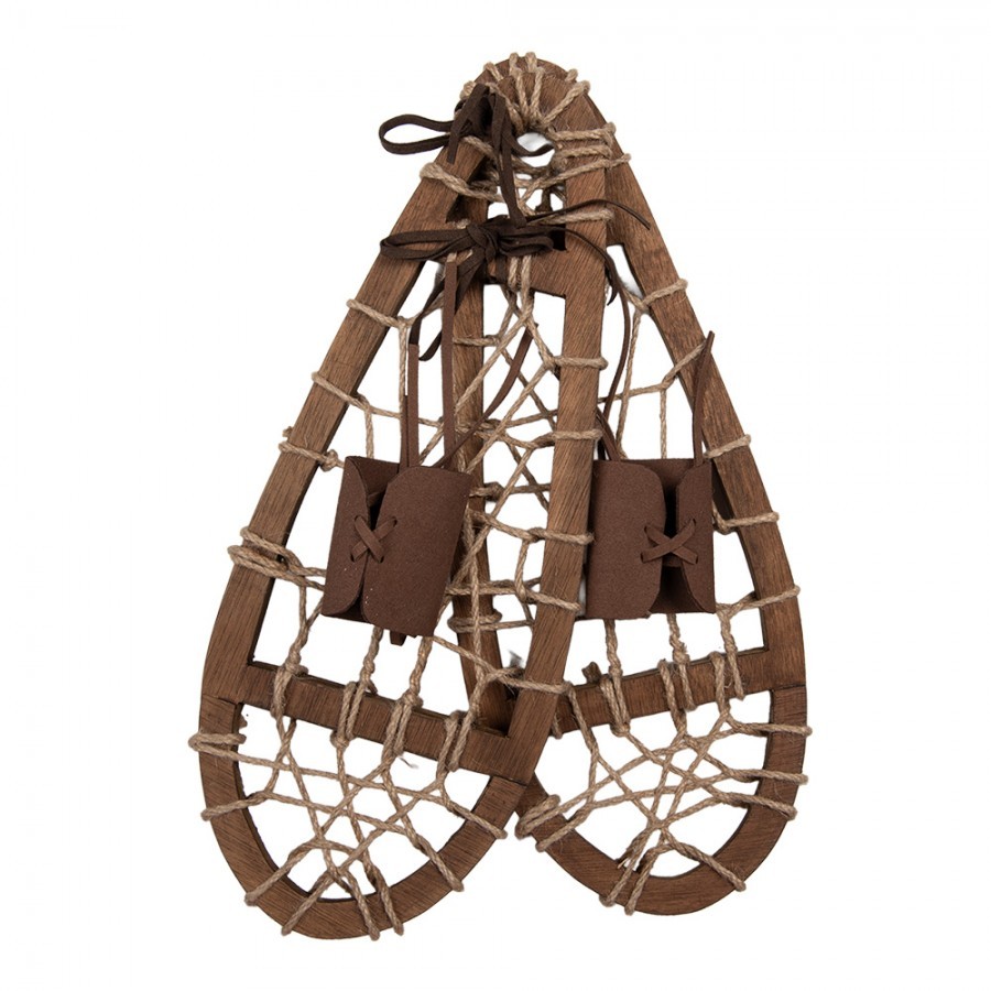 Hnědá antik dekorace sněžnice Snowshoes Vintage - 20*6*35 cm