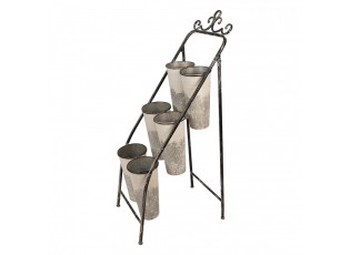 Vintage kovový stojan se 6ti boxy na květiny - 39*53*111 cm
