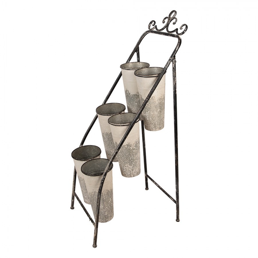 Vintage kovový stojan se 6ti boxy na květiny - 39*53*111 cm
