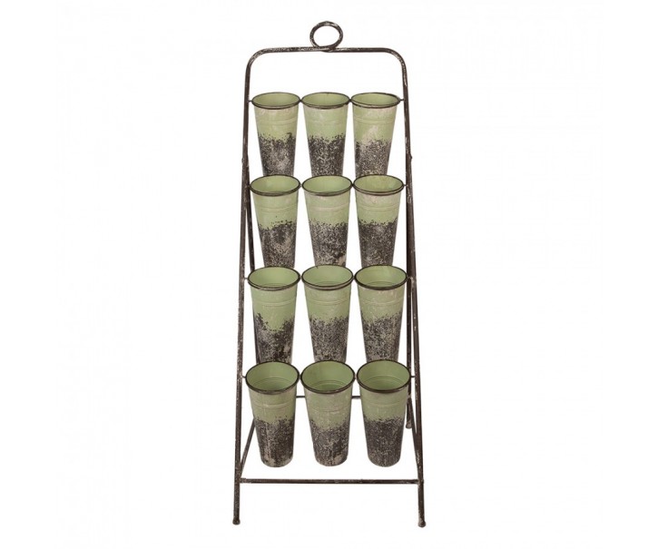 Vintage kovový stojan se 12ti boxy na květiny - 55*70*143 cm Clayre & Eef