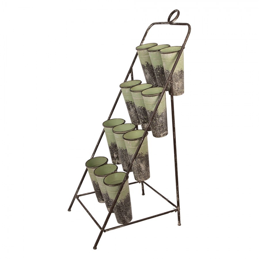 Vintage kovový stojan se 12ti boxy na květiny - 55*70*143 cm