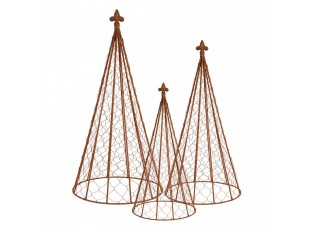 Set 3ks rezavá opěra pro rostliny - Ø 30*62 / Ø 25*51 / Ø 20*41 cm