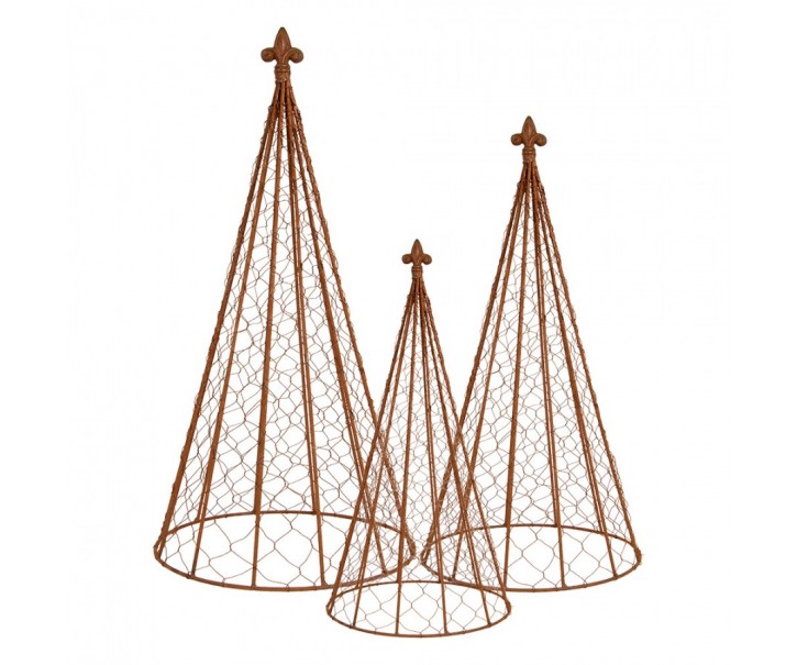 Set 3ks rezavá opěra pro rostliny - Ø 30*62 / Ø 25*51 / Ø 20*41 cm Clayre & Eef