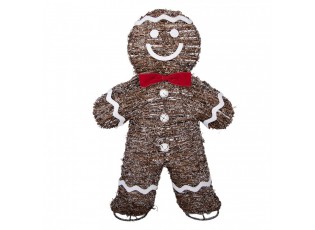 Christmas Decoration With LED Lighting Gingerbread Man 40x61 Cm Brown Rattan - LED 40*61 cm / 3*AA