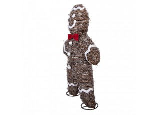 Christmas Decoration With LED Lighting Gingerbread Man 40x61 Cm Brown Rattan - LED 40*61 cm / 3*AA
